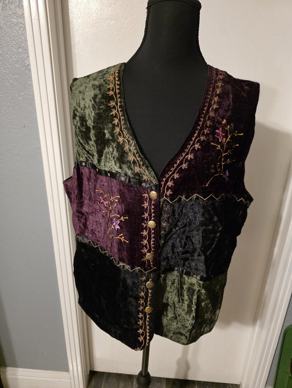 White Stag Black Vest with Decorative Gold Button